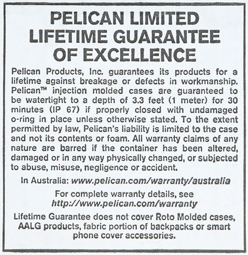 Peli Lifetime Guarantee